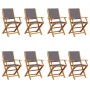 Folding garden chairs 8 pcs solid wood and anthracite fabric by , Garden chairs - Ref: Foro24-3214579, Price: 488,51 €, Disco...