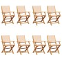 Folding garden chairs 8 pcs solid wood and beige fabric by , Garden chairs - Ref: Foro24-3214585, Price: 487,90 €, Discount: %