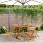 Folding garden chairs 4 pcs solid wood and beige PE rattan by , Garden chairs - Ref: Foro24-3214598, Price: 164,00 €, Discoun...