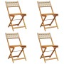 Folding garden chairs 4 pcs solid wood and beige PE rattan by , Garden chairs - Ref: Foro24-3214598, Price: 164,00 €, Discoun...