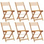 Folding garden chairs 4 pcs solid wood and beige fabric by , Garden chairs - Ref: Foro24-3214620, Price: 243,92 €, Discount: %