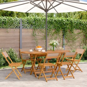 Folding garden chairs 6 pcs solid wood and taupe fabric by , Garden chairs - Ref: Foro24-3214617, Price: 243,92 €, Discount: %