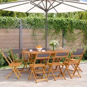 Folding garden chairs 8 pcs solid wood and anthracite fabric by , Garden chairs - Ref: Foro24-3214615, Price: 324,23 €, Disco...