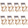 Folding garden chairs 8 pcs solid wood and anthracite fabric by , Garden chairs - Ref: Foro24-3214615, Price: 324,23 €, Disco...