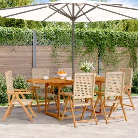 7-teiliges PE-Rattan-Massivholz beige Garten-Esszimmergarnitur von , Gartensets - Ref: Foro24-3281720, Preis: 749,17 €, Rabat...