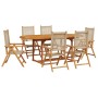 7-piece garden dining set made of PE rattan and solid beige wood. by , Garden sets - Ref: Foro24-3281720, Price: 699,99 €, Di...