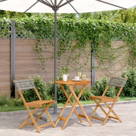 3-piece PE rattan and solid gray wood bistro set by , Garden sets - Ref: Foro24-3281743, Price: 136,92 €, Discount: %