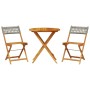 3-teiliges Bistro-Set PE Rattan und massives graues Holz von , Gartensets - Ref: Foro24-3281839, Preis: 144,38 €, Rabatt: %