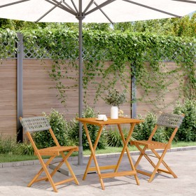 3-piece PE rattan and solid gray wood bistro set by , Garden sets - Ref: Foro24-3281755, Price: 138,99 €, Discount: %