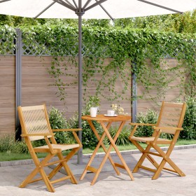 3-teiliges Bistro-Set aus Polypropylen und massivem beigem Holz von , Gartensets - Ref: Foro24-3281795, Preis: 196,79 €, Raba...