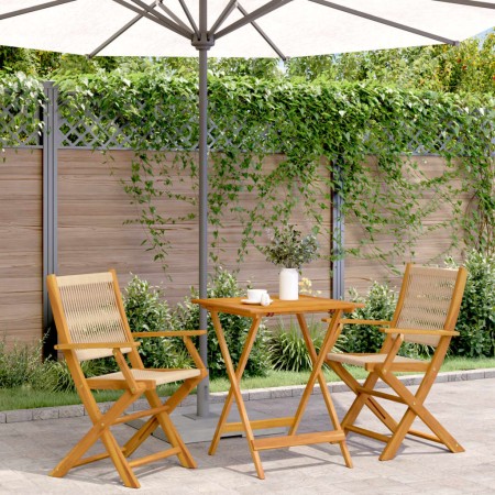 3-teiliges Bistro-Set aus Polypropylen und massivem beigem Holz von , Gartensets - Ref: Foro24-3281807, Preis: 202,43 €, Raba...