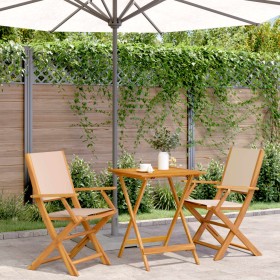 3-teiliges Bistro-Set Stoff und Massivholz beige von , Gartensets - Ref: Foro24-3281811, Preis: 182,99 €, Rabatt: %