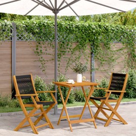 3-teiliges Bistro-Set Polypropylen und Massivholz schwarz von , Gartensets - Ref: Foro24-3281805, Preis: 200,59 €, Rabatt: %