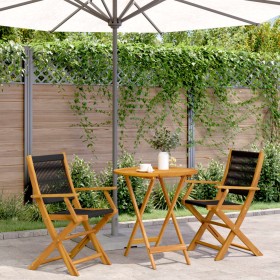 3-piece bistro set made of black polypropylene and solid wood by , Garden sets - Ref: Foro24-3281853, Price: 204,87 €, Discou...