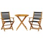 3-piece bistro set made of black polypropylene and solid wood by , Garden sets - Ref: Foro24-3281853, Price: 204,39 €, Discou...