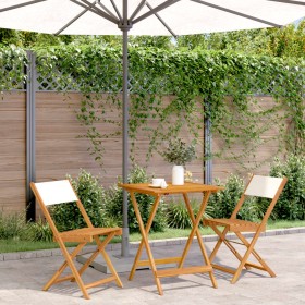 3-piece bistro set, fabric and solid white cream wood by , Garden sets - Ref: Foro24-3281760, Price: 142,50 €, Discount: %