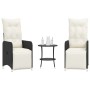 Reclining garden chairs with table 2 pcs black PE rattan by , Garden chairs - Ref: Foro24-365705, Price: 278,72 €, Discount: %