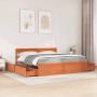 Bed with drawers and mattress solid wood brown pine 180x200 cm by , Beds and slatted bases - Ref: Foro24-3281891, Price: 557,...