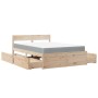 Cama con cajones y colchón madera maciza de pino 120x190 cm de , Camas y somieres - Ref: Foro24-3281916, Precio: 453,56 €, De...