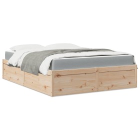 Bed with mattress solid pine wood 160x200 cm by , Beds and slatted bases - Ref: Foro24-3281928, Price: 412,67 €, Discount: %