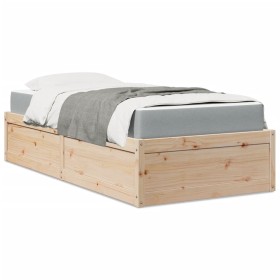 Bed with mattress in solid pine wood 100x200 cm by , Beds and slatted bases - Ref: Foro24-3281940, Price: 282,95 €, Discount: %