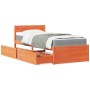 Cama con cajones y colchón madera pino marrón cera 90x190 cm de , Camas y somieres - Ref: Foro24-3281921, Precio: 295,72 €, D...