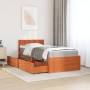 Bed with drawers and mattress in wax brown pine wood 90x190 cm by , Beds and slatted bases - Ref: Foro24-3281921, Price: 288,...