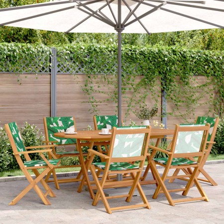 Reclining garden chairs, set of 6, made of solid wood and green fabric. by , Garden chairs - Ref: Foro24-3214587, Price: 351,...