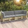 2-seater pallet sofa with green cushions impregnated pine wood by vidaXL, Garden sets - Ref: Foro24-3066615, Price: 257,77 €,...