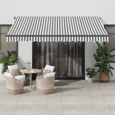 Retractable automatic awning in anthracite gray and white, 400x350 cm. by , Awnings - Ref: Foro24-3215810, Price: 464,33 €, D...