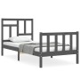 Single bed frame with solid gray wood headboard by , Beds and slatted bases - Ref: Foro24-3193103, Price: 100,61 €, Discount: %