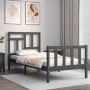 Single bed frame with solid gray wood headboard by , Beds and slatted bases - Ref: Foro24-3193103, Price: 100,61 €, Discount: %