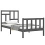 Single bed frame with solid gray wood headboard by , Beds and slatted bases - Ref: Foro24-3193103, Price: 100,61 €, Discount: %