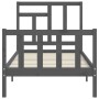 Single bed frame with solid gray wood headboard by , Beds and slatted bases - Ref: Foro24-3193103, Price: 100,61 €, Discount: %