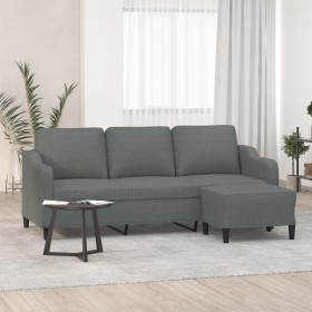 Sofá de 3 plazas con taburete de tela gris oscuro 180 cm de , Sofás - Ref: Foro24-3201136, Precio: 337,99 €, Descuento: %