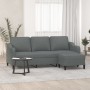 Sofá de 3 plazas con taburete de tela gris oscuro 180 cm de , Sofás - Ref: Foro24-3201136, Precio: 363,71 €, Descuento: %