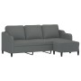 Sofá de 3 plazas con taburete de tela gris oscuro 180 cm de , Sofás - Ref: Foro24-3201136, Precio: 363,71 €, Descuento: %