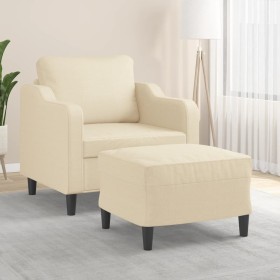 Armchair with cream fabric footstool 60 cm by , Sofas - Ref: Foro24-3201129, Price: 206,99 €, Discount: %