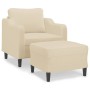 Sillón con taburete tela crema 60 cm de , Sofás - Ref: Foro24-3201129, Precio: 216,42 €, Descuento: %