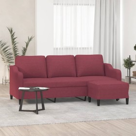 Dreisitzer-Sofa mit rotem Stoffhocker, 180 cm. von , Sofas - Ref: Foro24-3201141, Preis: 361,00 €, Rabatt: %