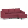 Sofá de 3 plazas con taburete de tela rojo tinto 180 cm de , Sofás - Ref: Foro24-3201141, Precio: 316,99 €, Descuento: %