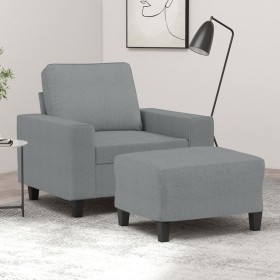 Sillón con taburete tela gris claro 60 cm de , Sofás - Ref: Foro24-3201143, Precio: 240,34 €, Descuento: %