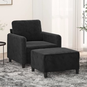 Sillón con taburete terciopelo negro 60 cm de , Sofás - Ref: Foro24-3201169, Precio: 222,99 €, Descuento: %