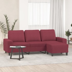 3-seater sofa with a red wine fabric ottoman, 180 cm. by , Sofas - Ref: Foro24-3201157, Price: 368,20 €, Discount: %