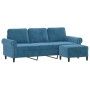 Sofá de 3 plazas con taburete de terciopelo azul 180 cm de , Sofás - Ref: Foro24-3201224, Precio: 350,14 €, Descuento: %