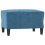 Sofá de 3 plazas con taburete de terciopelo azul 180 cm de , Sofás - Ref: Foro24-3201224, Precio: 350,14 €, Descuento: %