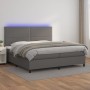 Cama box spring colchón y LED cuero sintético gris 200x200 cm de , Camas y somieres - Ref: Foro24-3135907, Precio: 660,16 €, ...