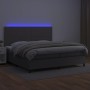 Cama box spring colchón y LED cuero sintético gris 200x200 cm de , Camas y somieres - Ref: Foro24-3135907, Precio: 660,16 €, ...