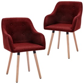 Sillas de comedor 2 unidades tela rojo tinto de vidaXL, Sillas de comedor - Ref: Foro24-322989, Precio: 197,29 €, Descuento: %