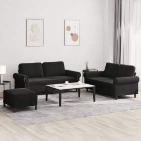 3-piece black velvet sofa set with cushions by , Sofas - Ref: Foro24-3202225, Price: 564,28 €, Discount: %